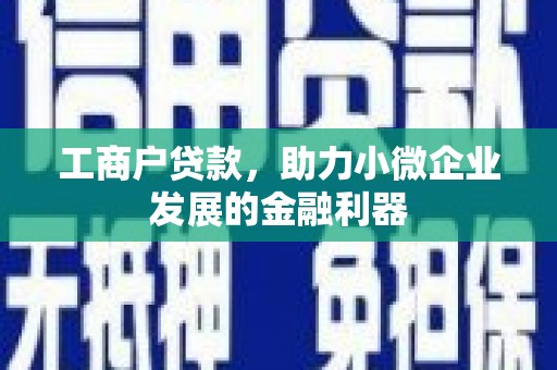 建宁工商户贷款，助力小微企业发展的金融利器
