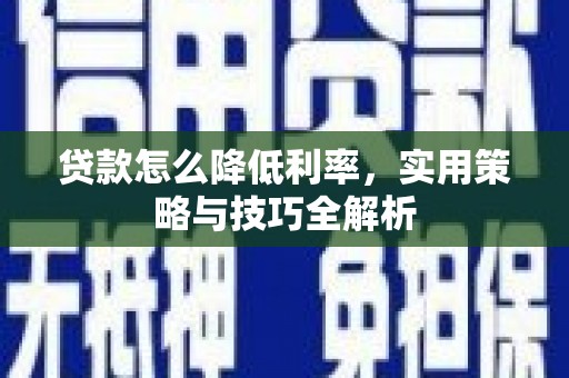 建宁贷款怎么降低利率，实用策略与技巧全解析