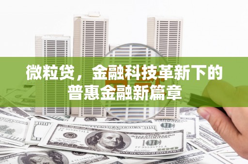 建宁微粒贷，金融科技革新下的普惠金融新篇章