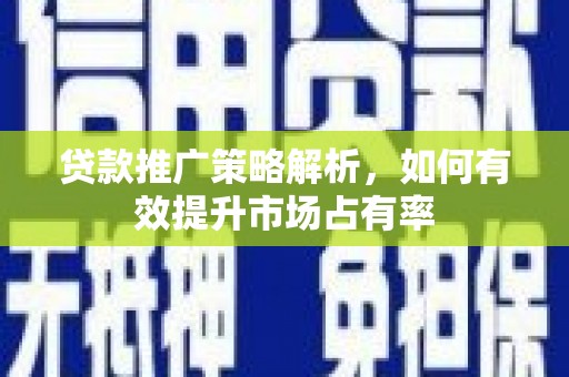 建宁贷款推广策略解析，如何有效提升市场占有率