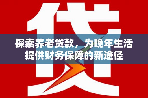 建宁探索养老贷款，为晚年生活提供财务保障的新途径