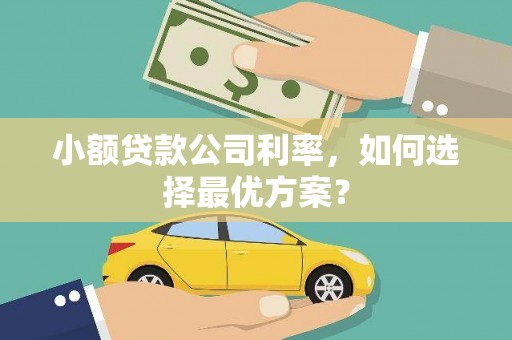 建宁小额贷款公司利率，如何选择最优方案？